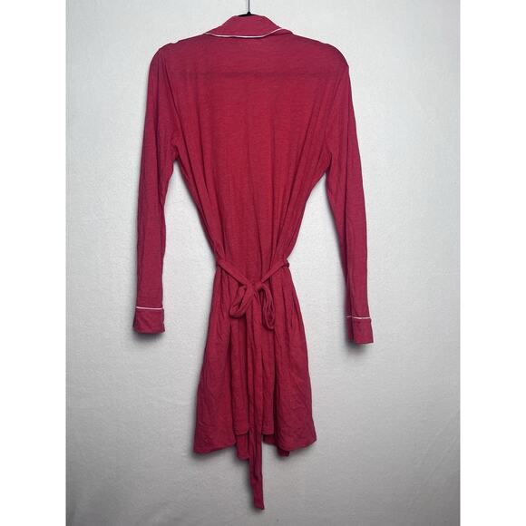 Victoria's Secret Lightweight Long Sleeve Short Red Robe Size Medium Pockets - Picture 5 of 10